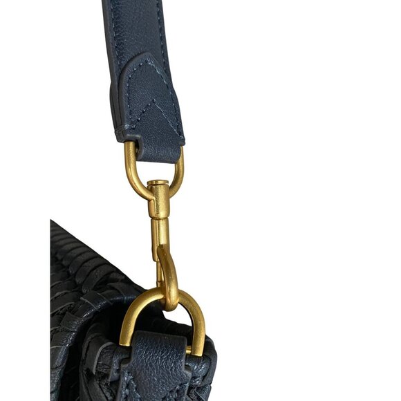 Anya Hindmarch Neeson Tassel Shoulder Bag Capra Leather Dark Marine Blue Woven - Picture 3 of 14